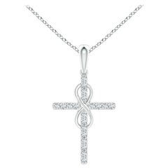 Colgante Cruz e Infinito de Diamantes Naturales Angara en Oro Blanco de 14 K para Mujer