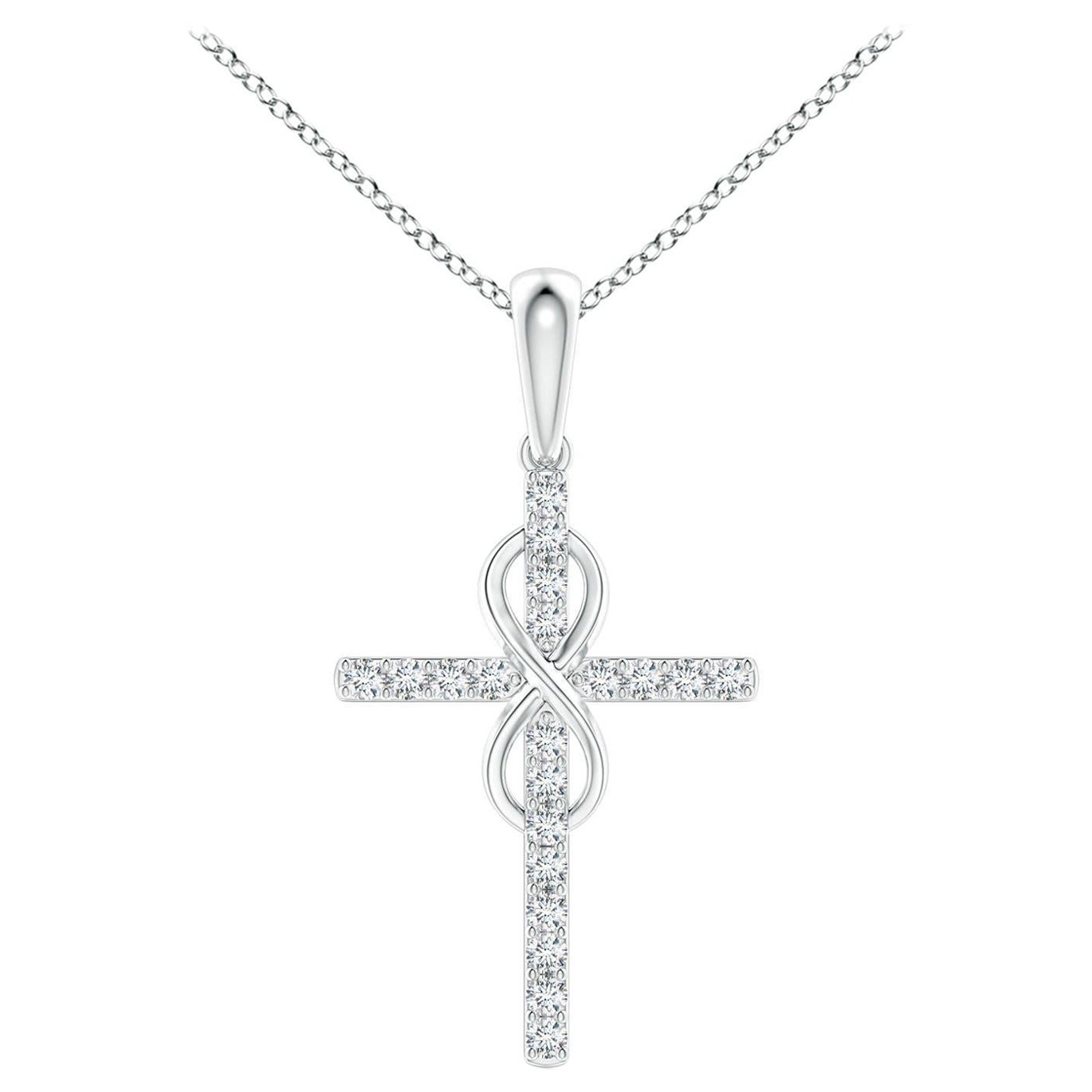 Colgante Cruz e Infinito de Diamantes Naturales Angara en Oro Blanco de 14 K para Mujer