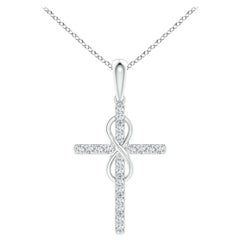 Colgante Cruz e Infinito de Diamantes Naturales Angara en Oro Blanco de 14 K para Mujer