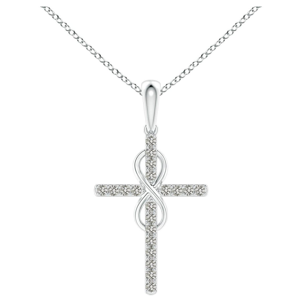 Colgante Cruz e Infinito de Diamantes Naturales Angara en Oro Blanco de 14 K para Mujer