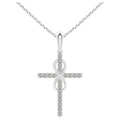 Colgante Cruz e Infinito de Diamantes Naturales Angara en Oro Blanco de 14 K para Mujer