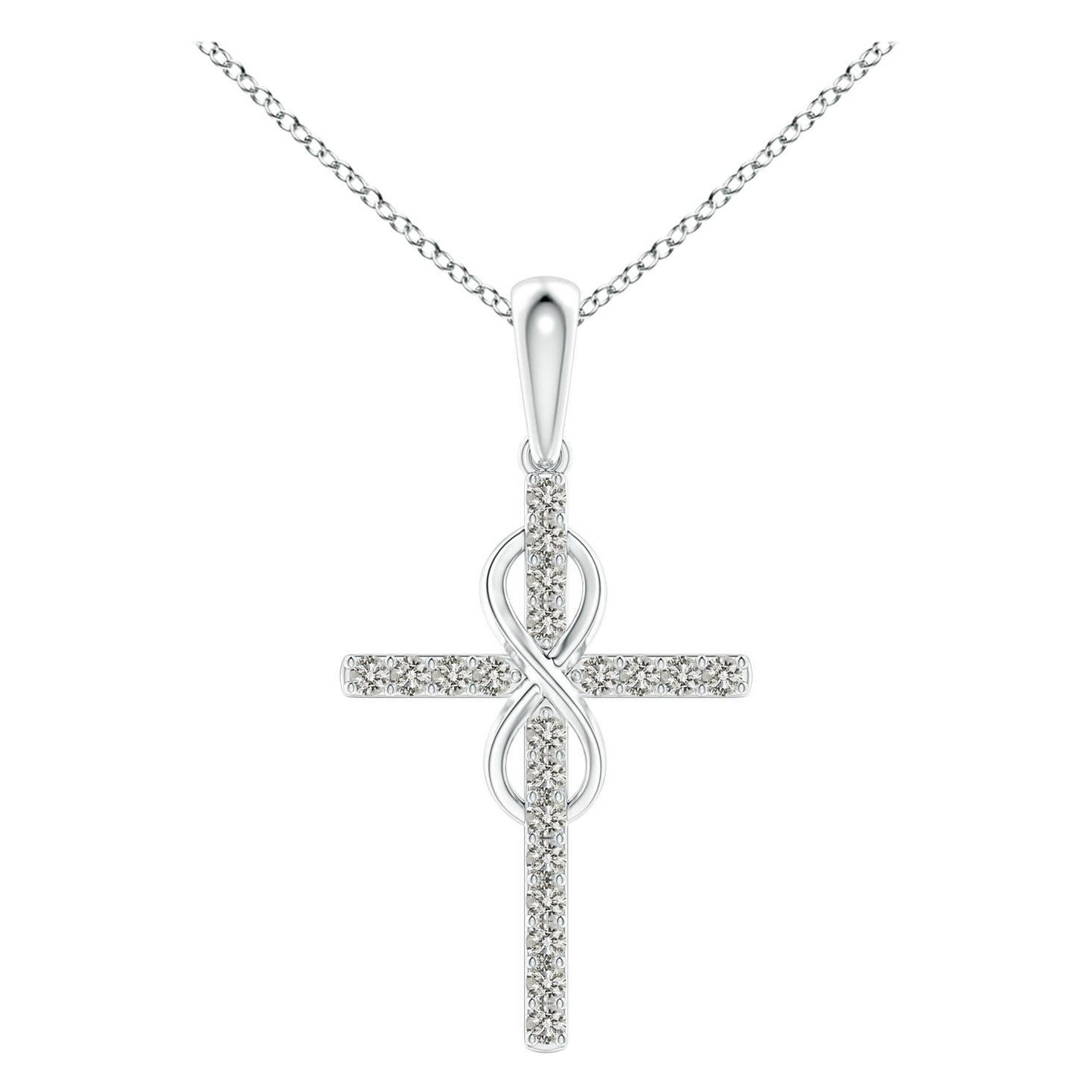 Colgante Cruz e Infinito de Diamantes Naturales Angara en Oro Blanco de 14 K para Mujer