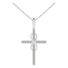 Colgante Cruz e Infinito de Diamantes Naturales Angara en Oro Blanco de 14 K para Mujer
