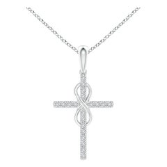 Colgante Cruz e Infinito de Diamantes Naturales Angara en Oro Blanco de 14 K para Mujer