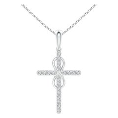 Colgante Cruz e Infinito de Diamantes Naturales Angara en Oro Blanco de 14 K para Mujer