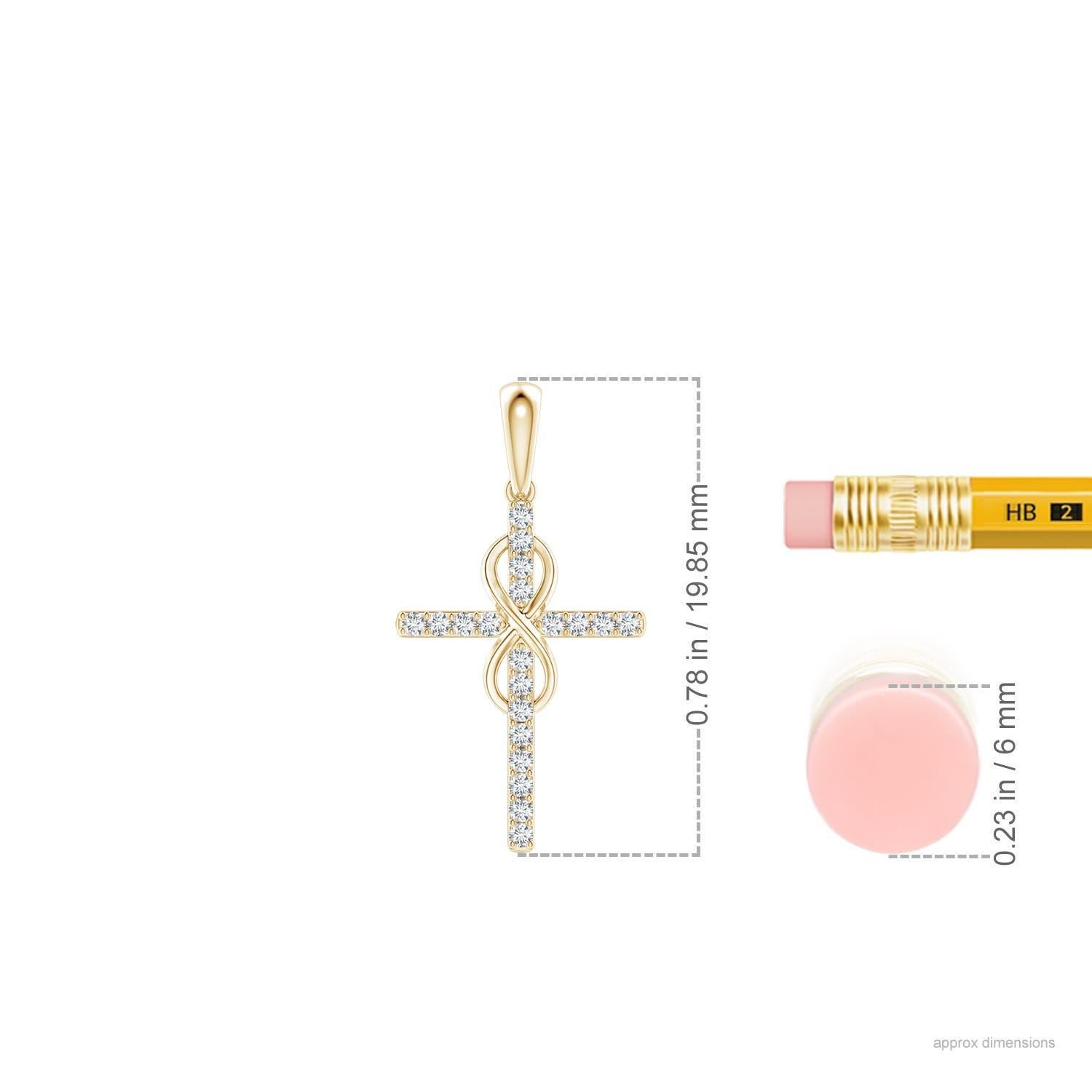 Colgante Cruz e Infinito de Diamantes Naturales Angara en Oro Amarillo de 14 K para Mujer Corte redondo en venta