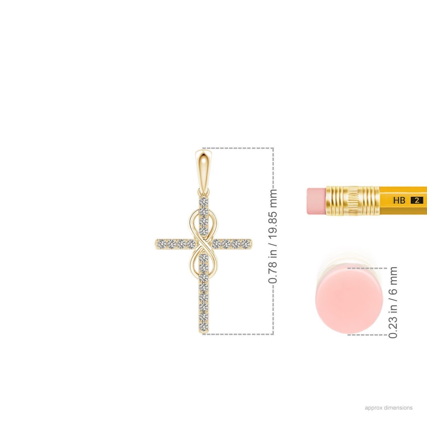 Colgante Cruz e Infinito de Diamantes Naturales Angara en Oro Amarillo de 14 K para Mujer Corte redondo en venta