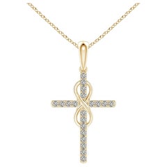 Colgante Cruz e Infinito de Diamantes Naturales Angara en Oro Amarillo de 14 K para Mujer