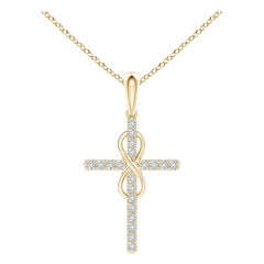 Colgante Cruz e Infinito de Diamantes Naturales Angara en Oro Amarillo de 14 K para Mujer