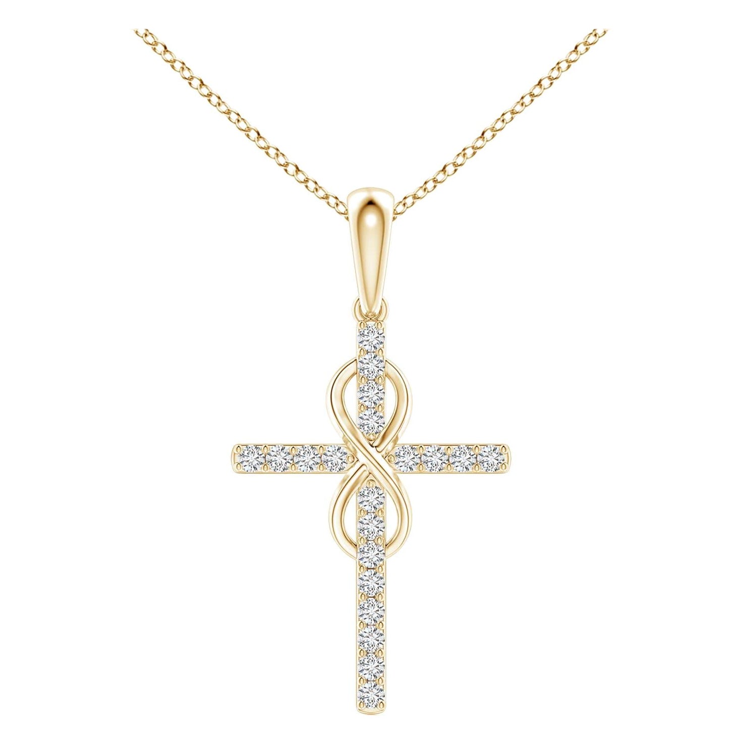 Colgante Cruz e Infinito de Diamantes Naturales Angara en Oro Amarillo de 14 K para Mujer