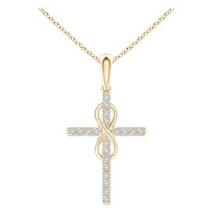 Colgante Cruz e Infinito de Diamantes Naturales Angara en Oro Amarillo de 14 K para Mujer