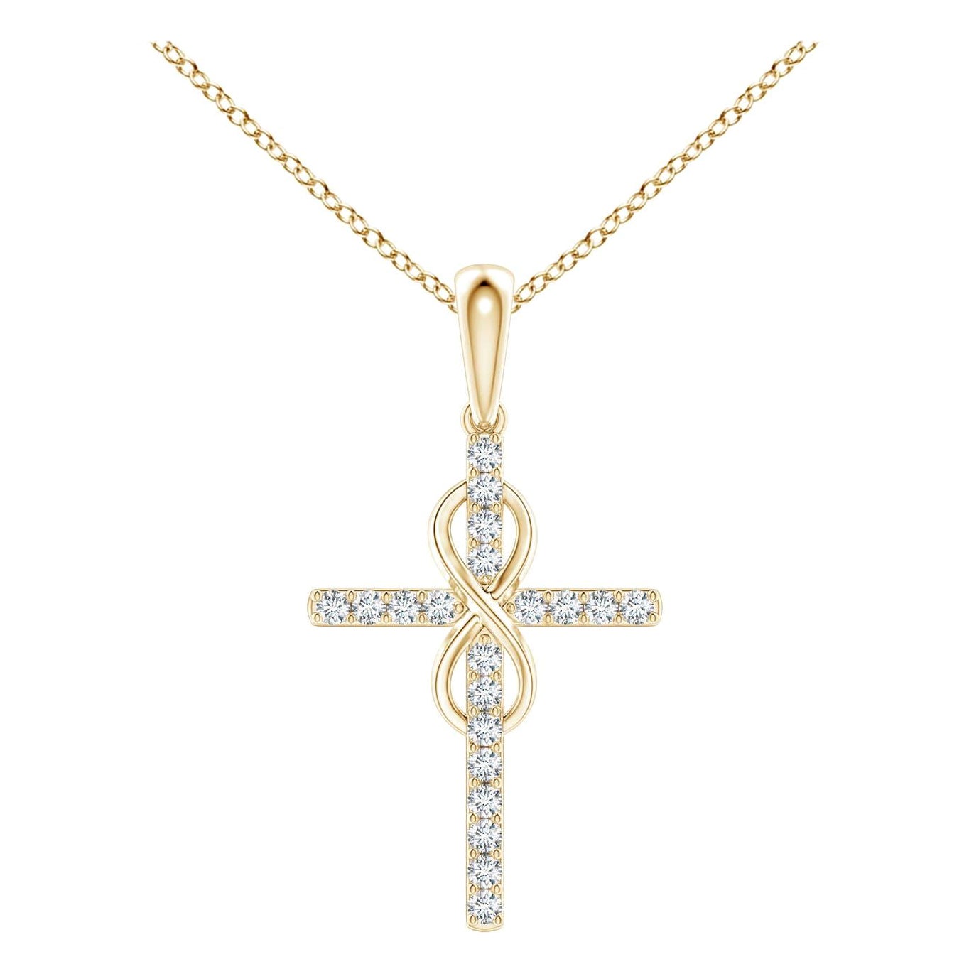 Colgante Cruz e Infinito de Diamantes Naturales Angara en Oro Amarillo de 14 K para Mujer