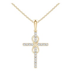 Colgante Cruz e Infinito de Diamantes Naturales Angara en Oro Amarillo de 14 K para Mujer