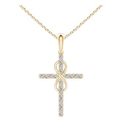 Colgante Cruz e Infinito de Diamantes Naturales Angara en Oro Amarillo de 14 K para Mujer