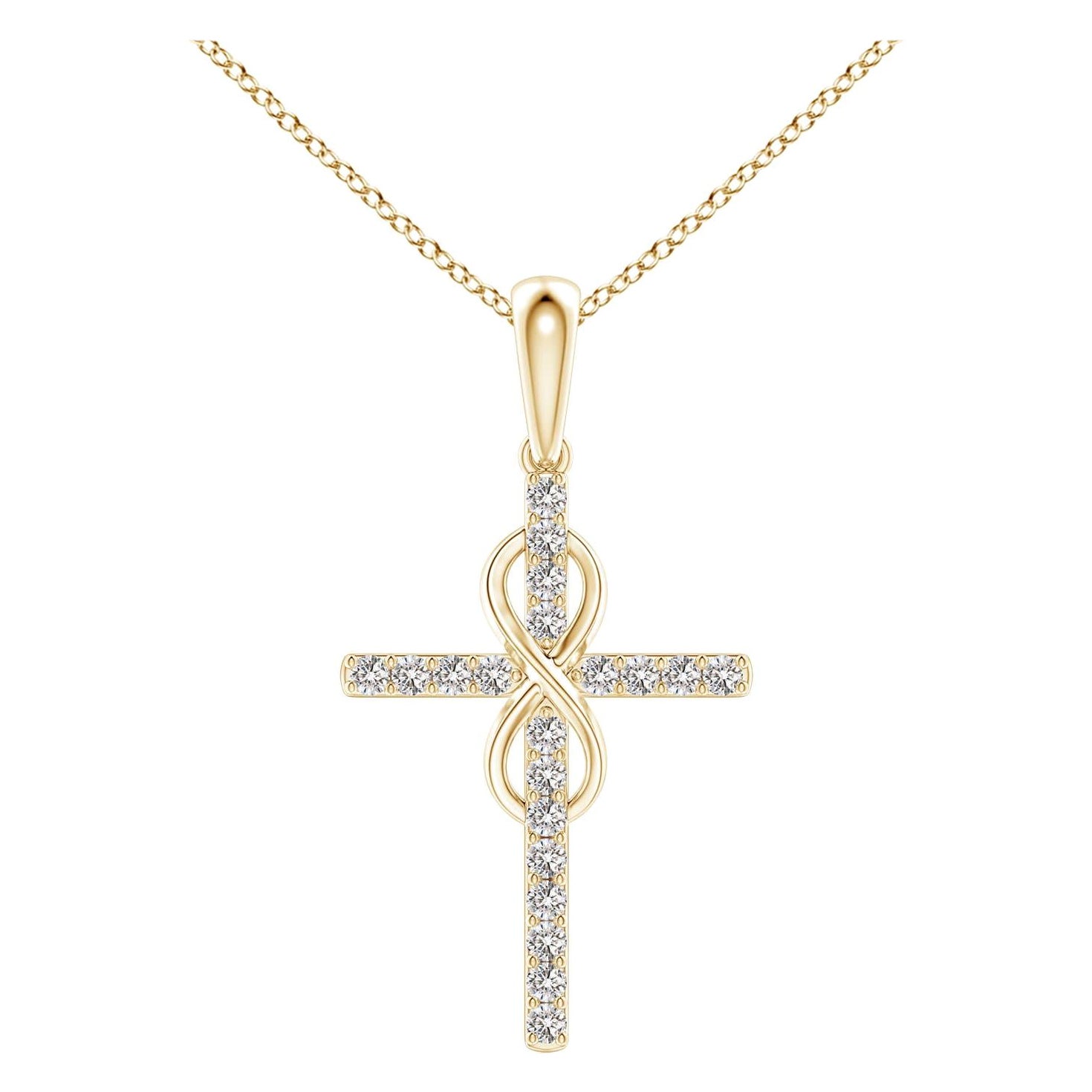 Colgante Cruz e Infinito de Diamantes Naturales Angara en Oro Amarillo de 14 K para Mujer