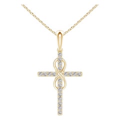 Colgante Cruz e Infinito de Diamantes Naturales Angara en Oro Amarillo de 14 K para Mujer