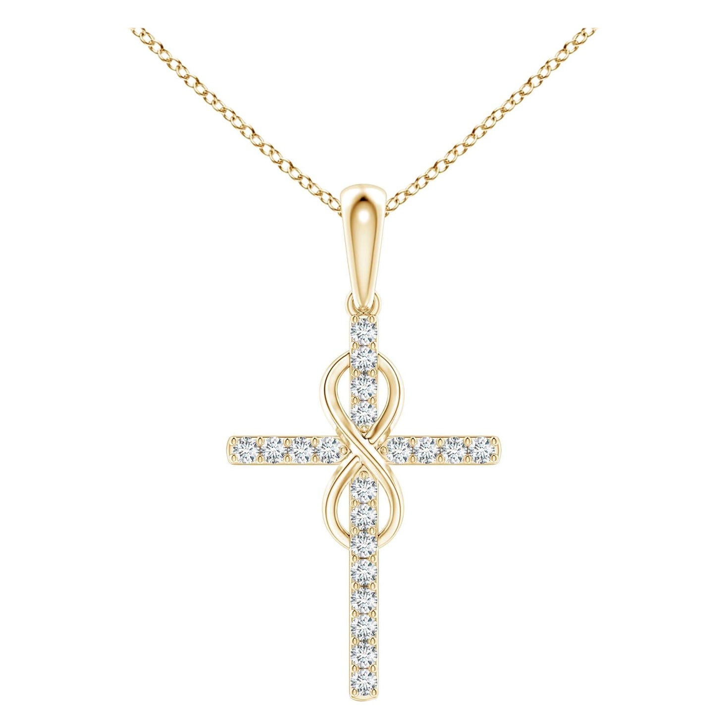 Colgante Cruz e Infinito de Diamantes Naturales Angara en Oro Amarillo de 14 K para Mujer