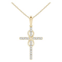 Colgante Cruz e Infinito de Diamantes Naturales Angara en Oro Amarillo de 14 K para Mujer