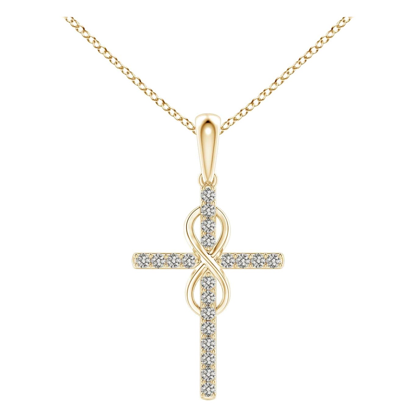 Colgante Cruz e Infinito de Diamantes Naturales Angara en Oro Amarillo de 14 K para Mujer