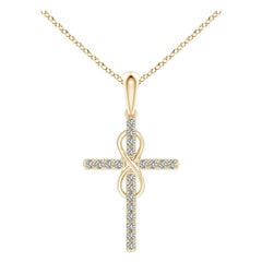 Colgante Cruz e Infinito de Diamantes Naturales Angara en Oro Amarillo de 14 K para Mujer