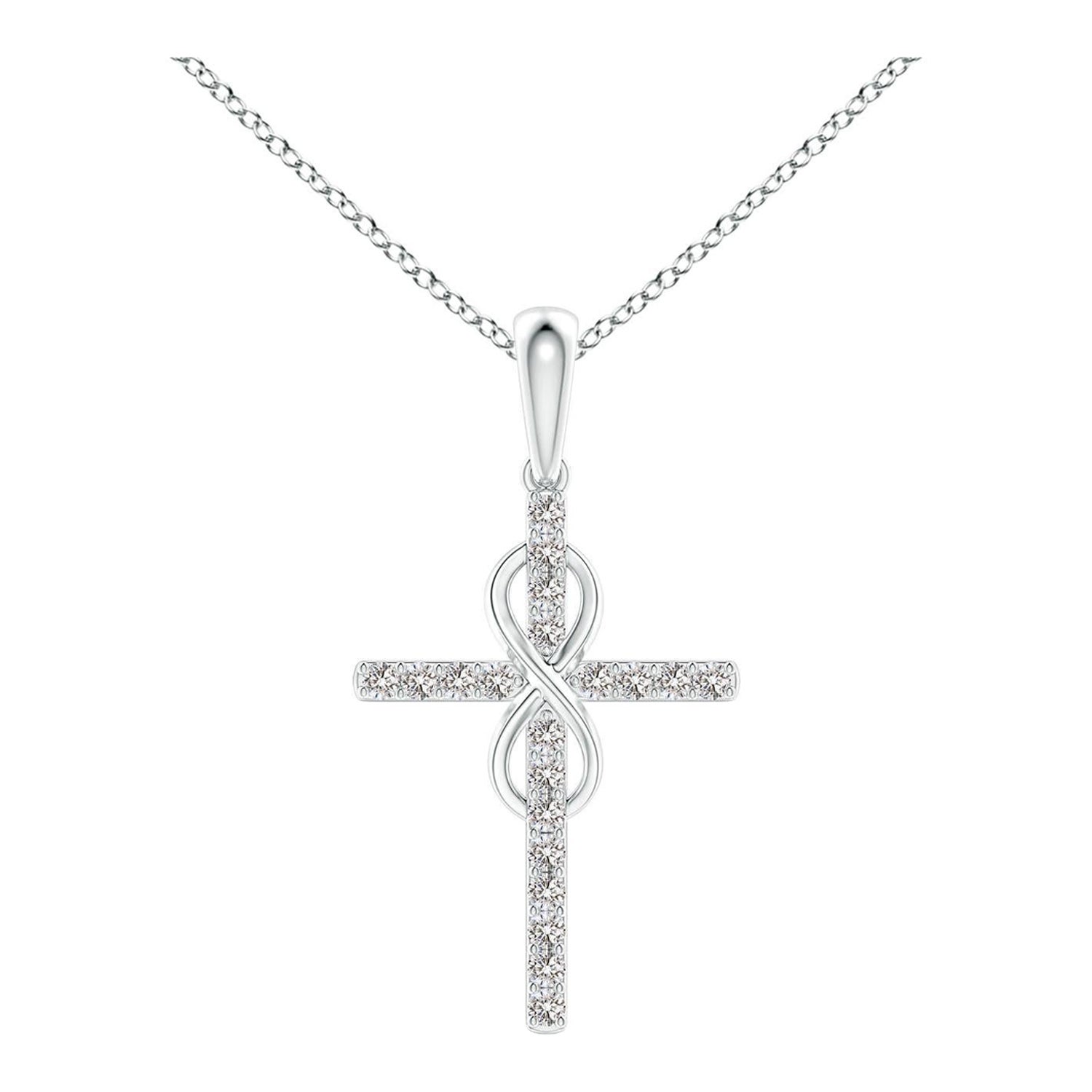 Colgante Cruz e Infinito de Diamantes Naturales Angara en Platino para Mujer