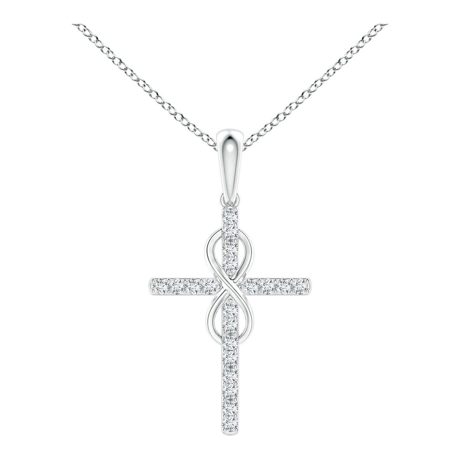 Colgante Cruz e Infinito de Diamantes Naturales Angara en Platino para Mujer