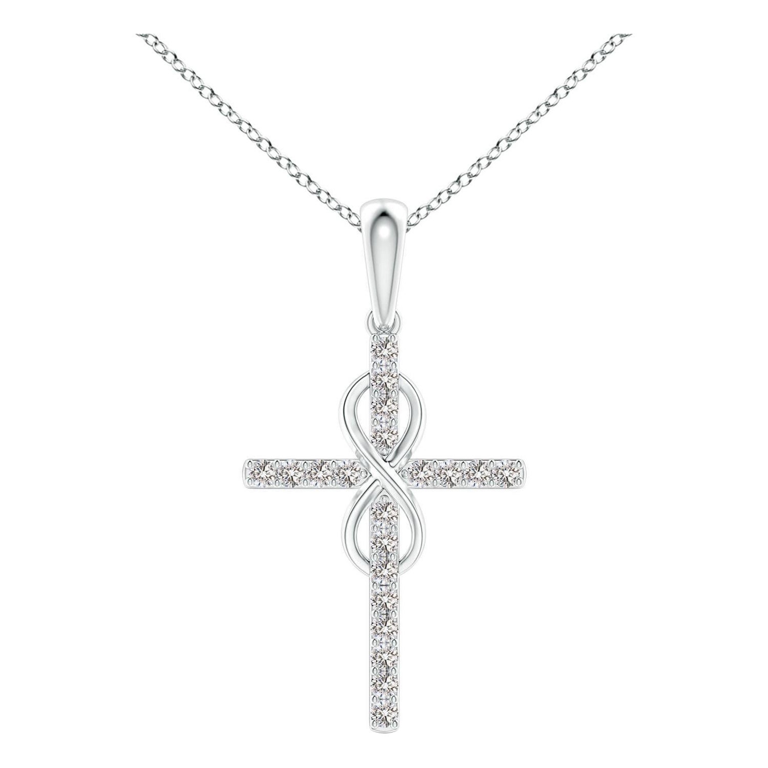 Colgante Cruz e Infinito de Diamantes Naturales Angara en Platino para Mujer en venta