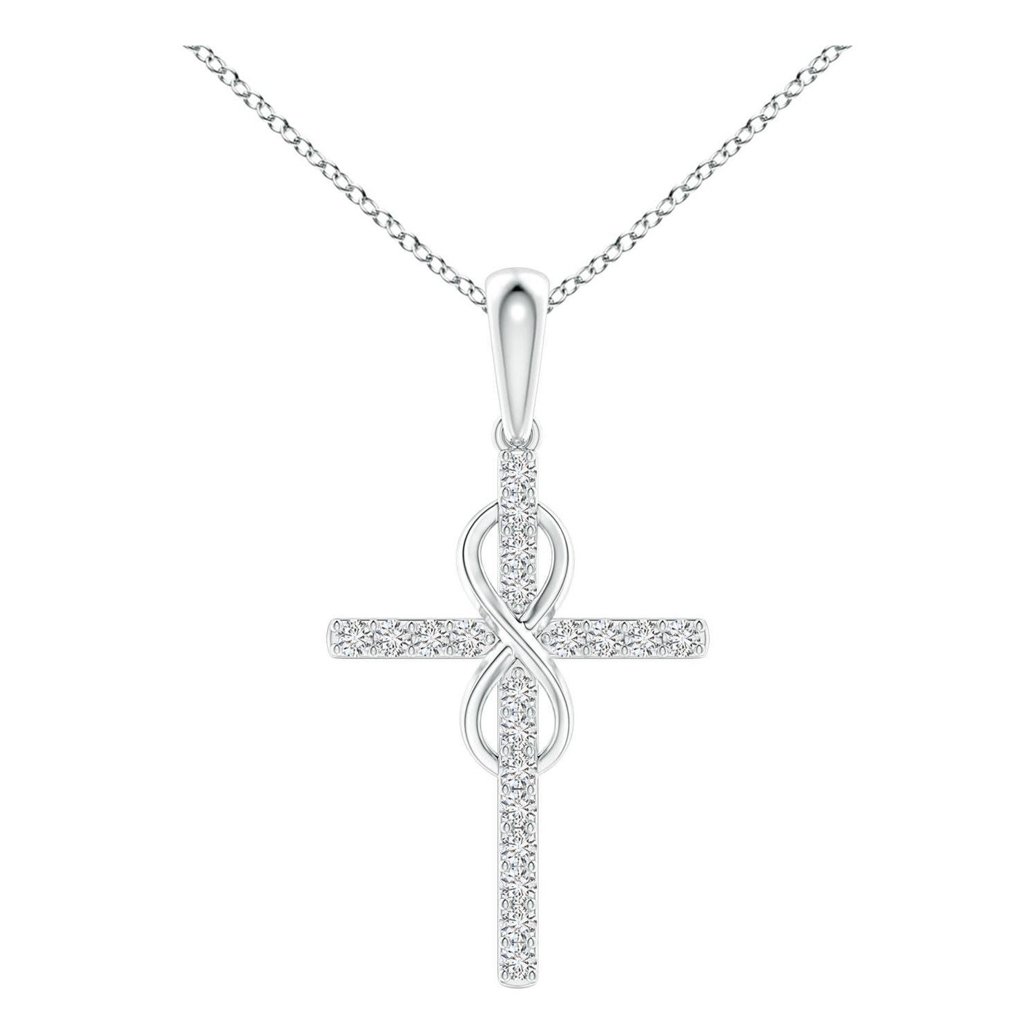 Colgante Cruz e Infinito de Diamantes Naturales Angara en Platino para Mujer