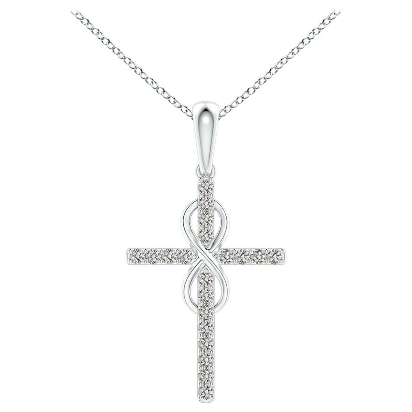 Colgante Cruz e Infinito de Diamantes Naturales Angara en Platino para Mujer