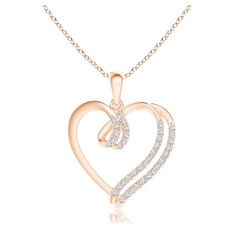 ANGARA Natural 0.25cttw Diamond Double Layered Heart Pendant in 14K Rose Gold For Sale