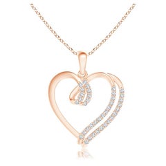 ANGARA Natural 0.25cttw Diamond Double Layered Heart Pendant in 14K Rose Gold