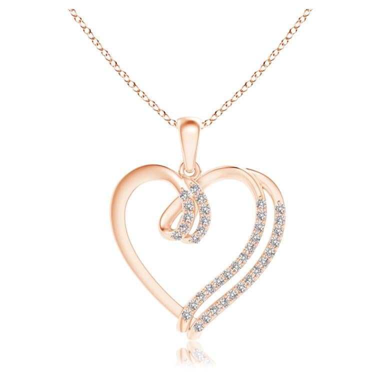 ANGARA Natural 0.25cttw Diamond Double Layered Heart Pendant in 14K Rose Gold For Sale