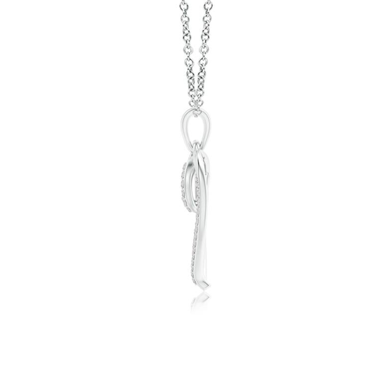 Taille ronde ANGARA Pendentif cœur à double couche en or blanc 14 carats avec diamants naturels 0,1 carat poids total en vente
