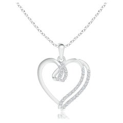 ANGARA Natural 0.1cttw Diamond Double Layered Heart Pendant in 14K White Gold 