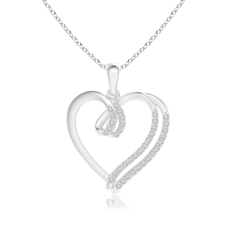 ANGARA Natural 0.25cttw Diamond Double Layered Heart Pendant in 14K White Gold 