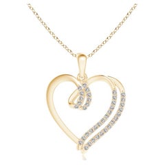 ANGARA Pendentif cœur à double couche en or jaune 14 carats avec diamants naturels de 0,25 carat poids total 