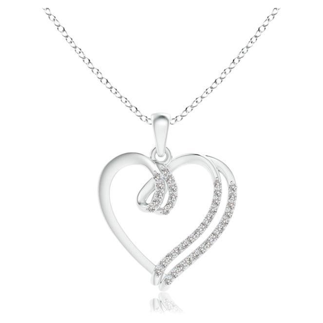 ANGARA Natural 0.1cttw Diamond Double Layered Heart Pendant in Platinum For Sale