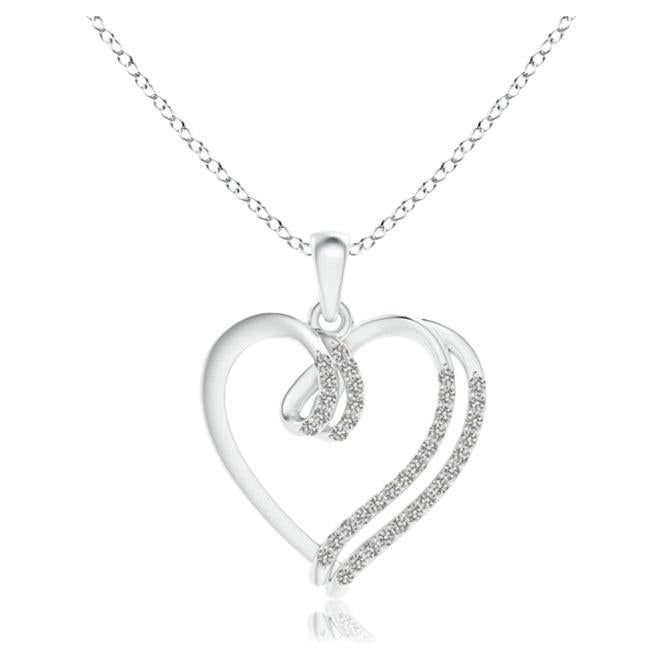 ANGARA Natural 0.1cttw Diamond Double Layered Heart Pendant in Platinum For Sale