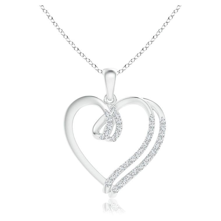 ANGARA Natural 0.25cttw Diamond Double Layered Heart Pendant in Platinum For Sale