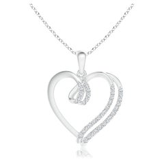 ANGARA Natural 0.25cttw Diamond Double Layered Heart Pendant in Platinum