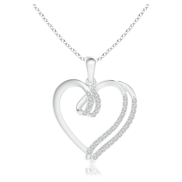 ANGARA Natural 0.25cttw Diamond Double Layered Heart Pendant in Platinum For Sale