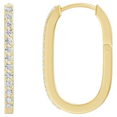 Angara Natural Diamond Geometric Hoop Earrings in 14K Yellow Gold For Women