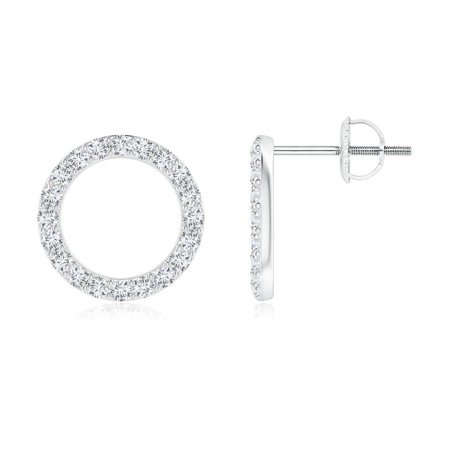 Orecchini a cerchio aperto con diamante naturale di Angara in oro massiccio 14K per donna In condizioni Nuovo in vendita a Los Angeles, CA