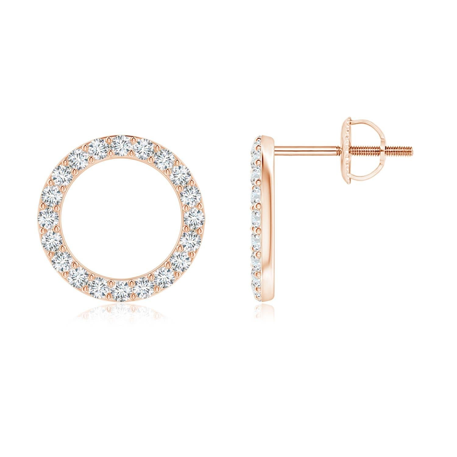 Donna Orecchini a cerchio aperto con diamante naturale di Angara in oro massiccio 14K per donna in vendita