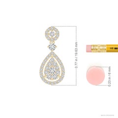 Angara Natural Diamond Pear-Shaped Cluster Halo Drop Earrings in 14K Solid Gold
