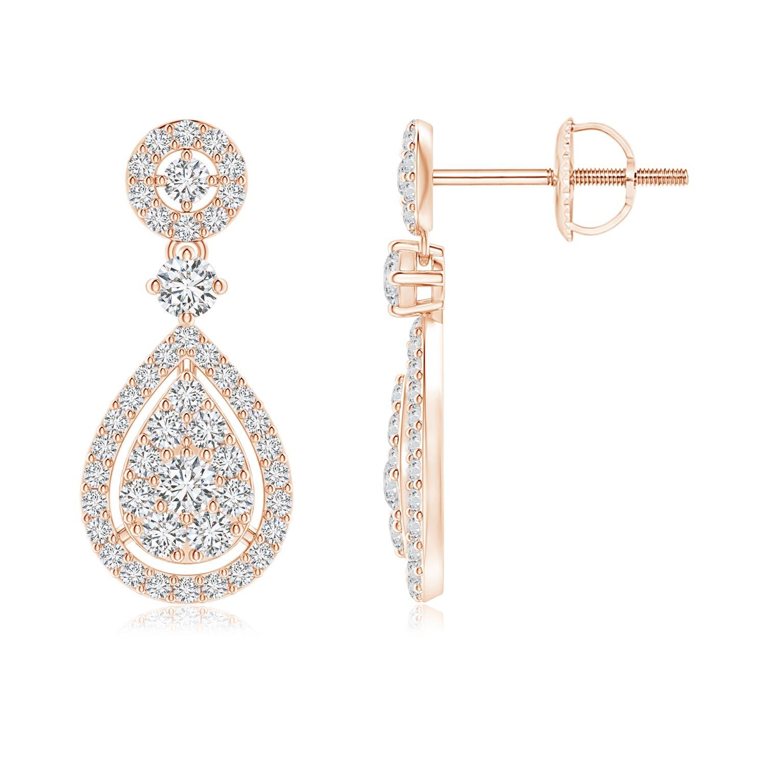 Angara - Orecchini a goccia con diamante naturale a forma di pera in oro massiccio 14K In condizioni Nuovo in vendita a Los Angeles, CA