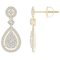 Angara - Orecchini a goccia con diamante naturale a forma di pera in oro massiccio 14K