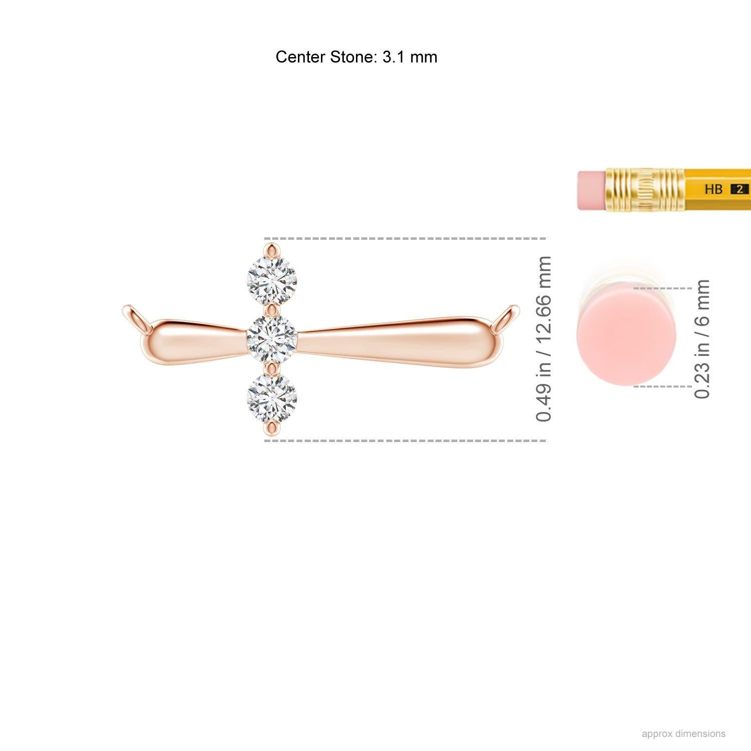 Round Cut Angara Natural Diamond Sideways Cross Necklace in 14K Rose Gold for Women For Sale