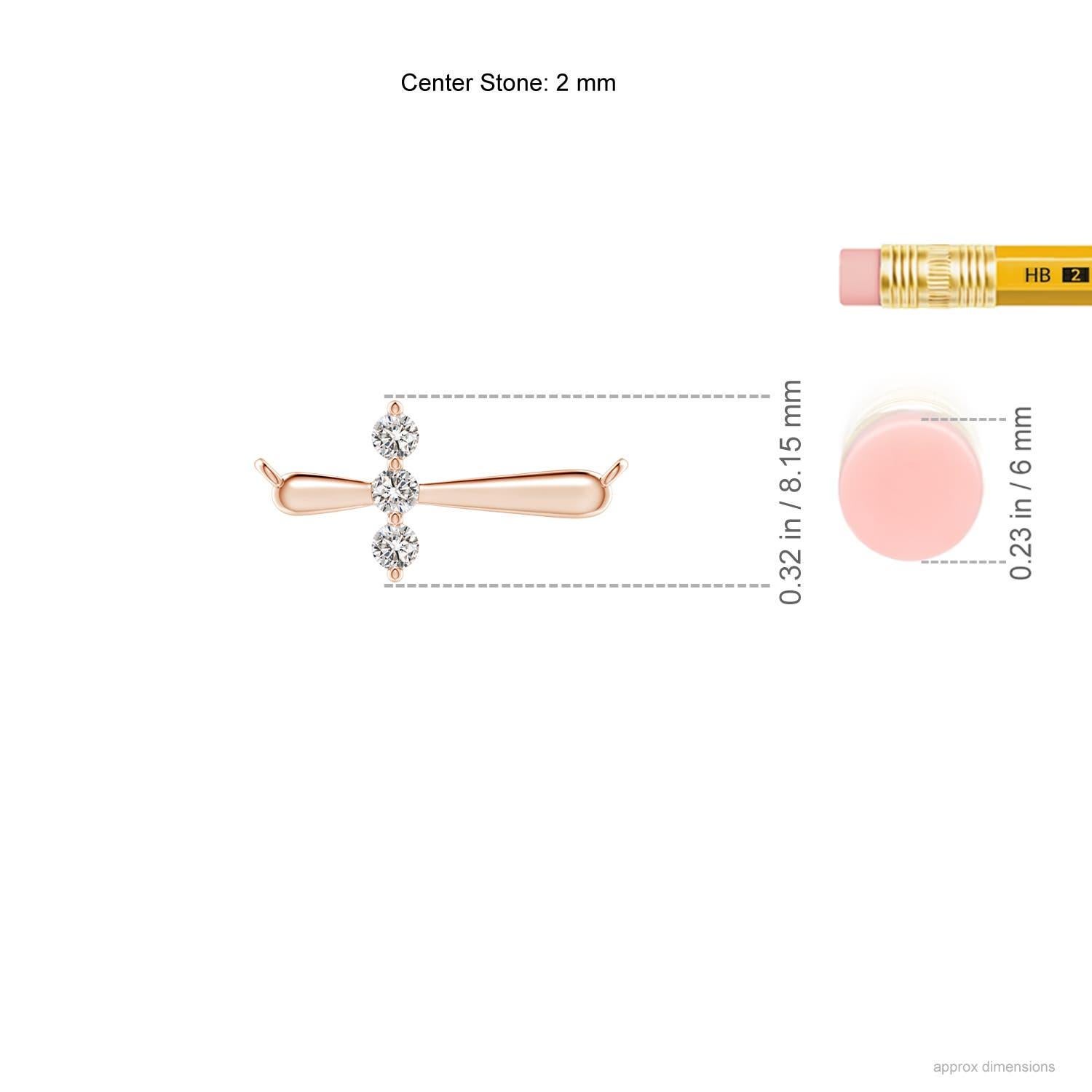 Round Cut Angara Natural Diamond Sideways Cross Necklace in 14K Rose Gold for Women For Sale