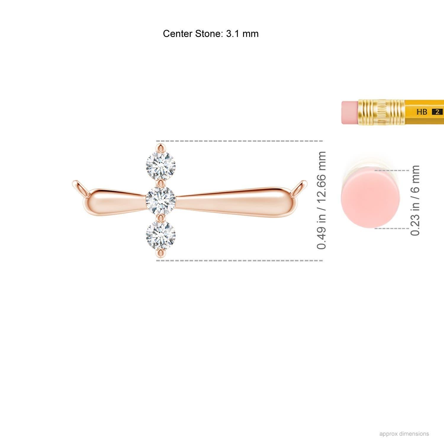 Round Cut Angara Natural Diamond Sideways Cross Necklace in 14K Rose Gold for Women For Sale